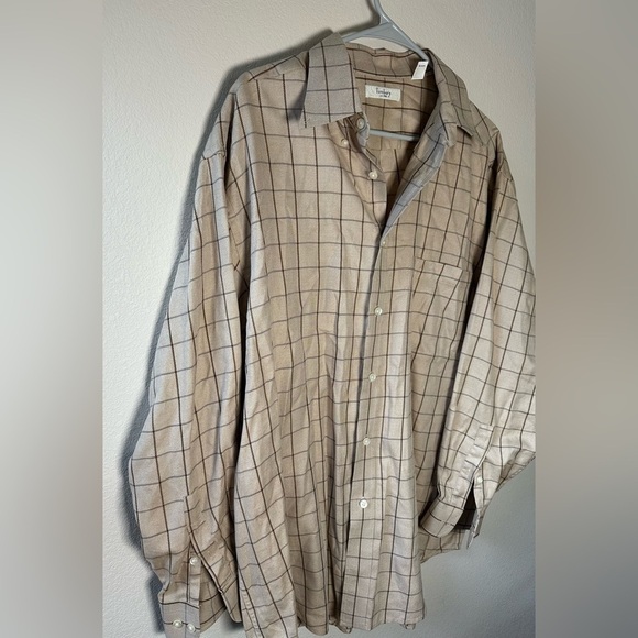 Turnbury large cream plaid button up shirt 100% cotton size large L - Picture 3 of 5